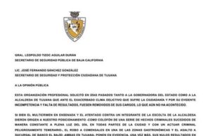 COLEGIO DE ABOGADOS PIDE A RESPONSABLES DE SEGURIDAD DEL ESTADO Y DE TIJUANA RENUNCIAR A SUS CARGOS