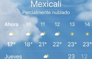 PROBABILIDADES DE LLUVIA PARA ESTE VIERNES 22 DE DICIEMBRE EN MEXICALI